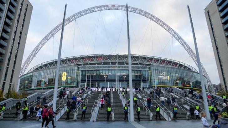 The Wembley Stadium arch where Crystal Palace face Liverpool in the Community Shield